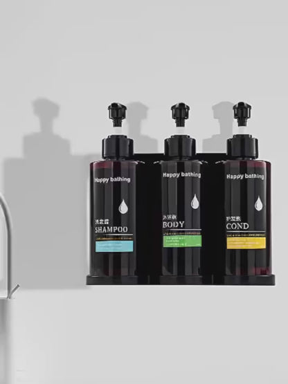 Dispensador de Jabón de Pared Sin Taladro | Champú + Gel de Ducha Separados | Instalación en 60 Segundos